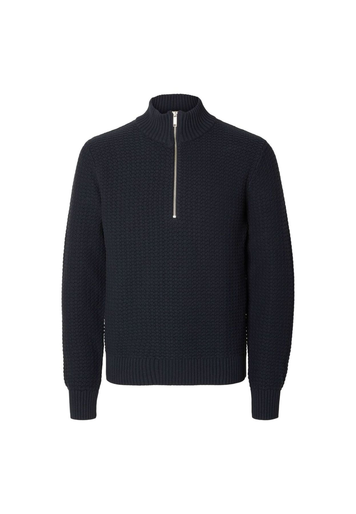 Structure half zip sweater in blue
