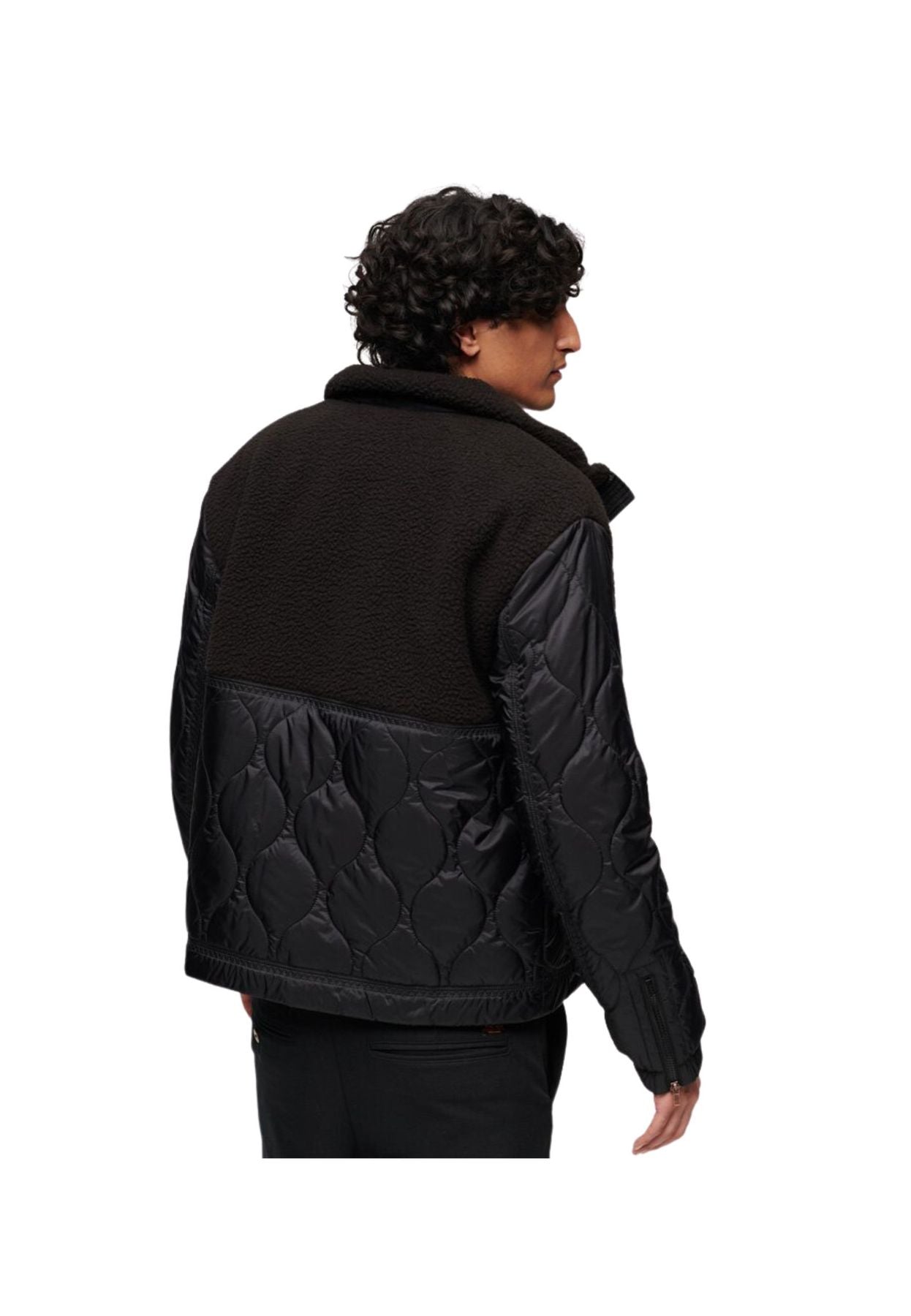 SHERPA QUILTED HYBRID JACKET Nero