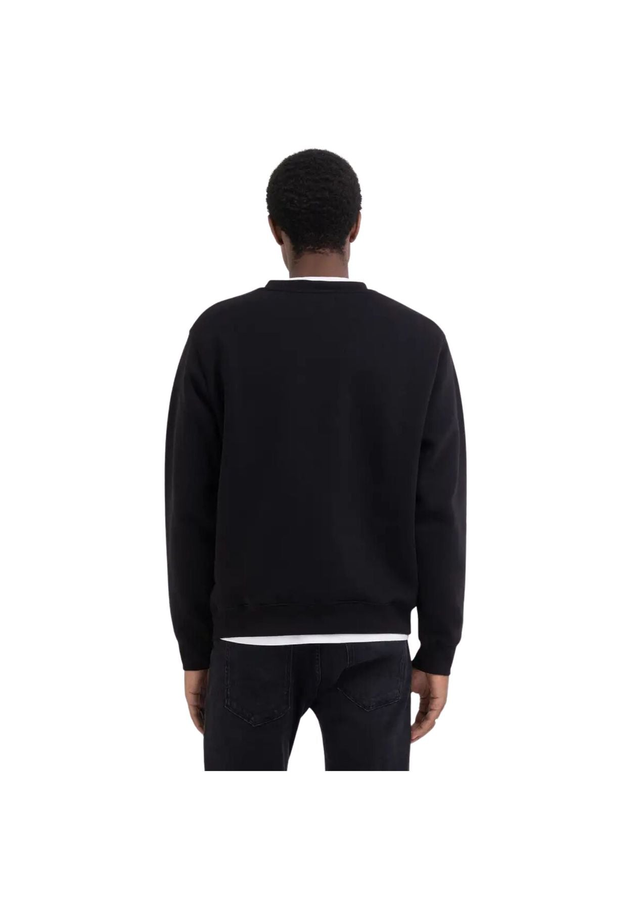 Felpa girocollo stampa outdoor nera