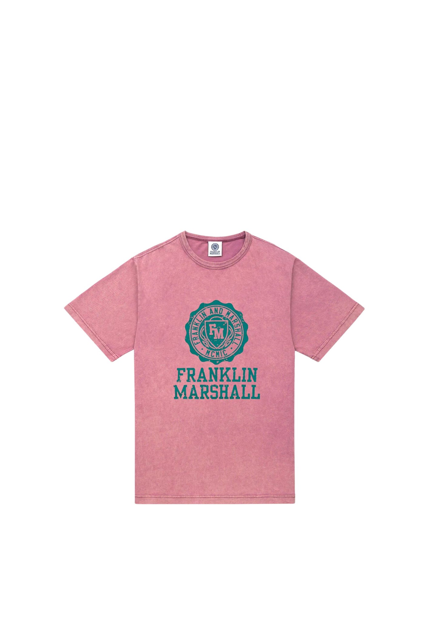 T-shirt tinto in capo acid wash con stampa logo Crest