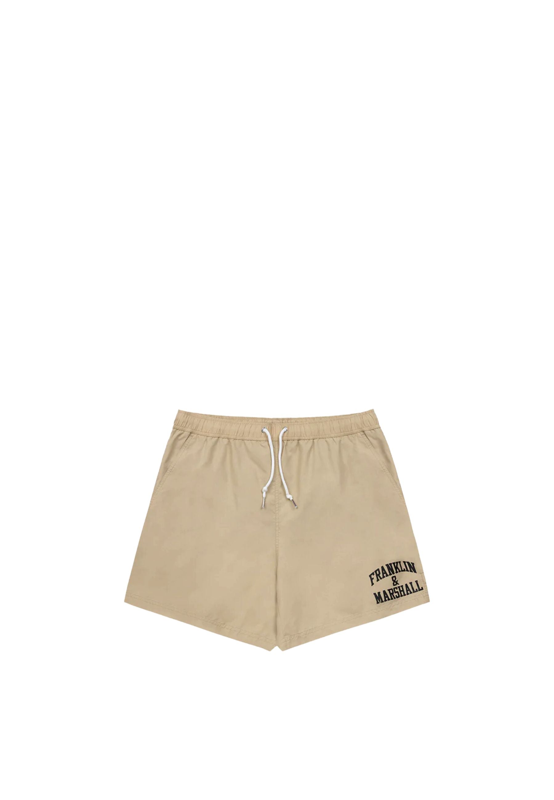 Boxer mare in recycled nylon stampa logo arch letter Beige
