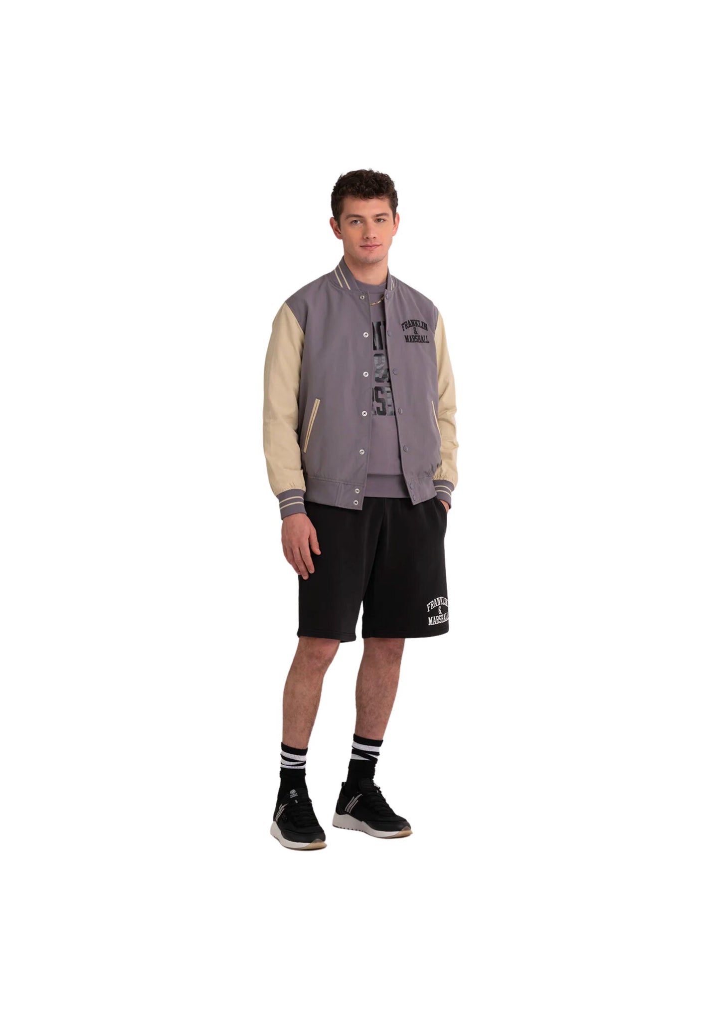 Giacca varsity con ricamo logo arch letter