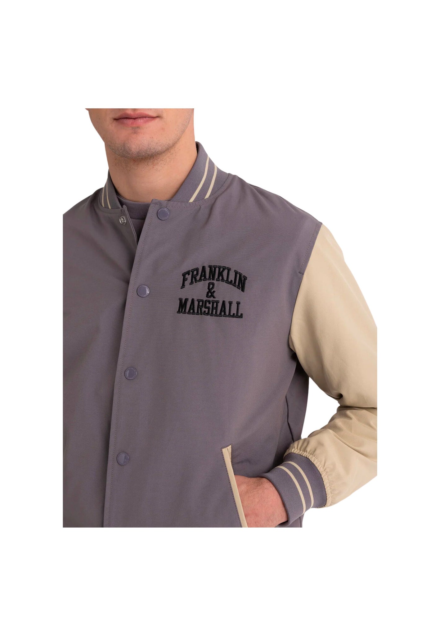 Giacca varsity con ricamo logo arch letter