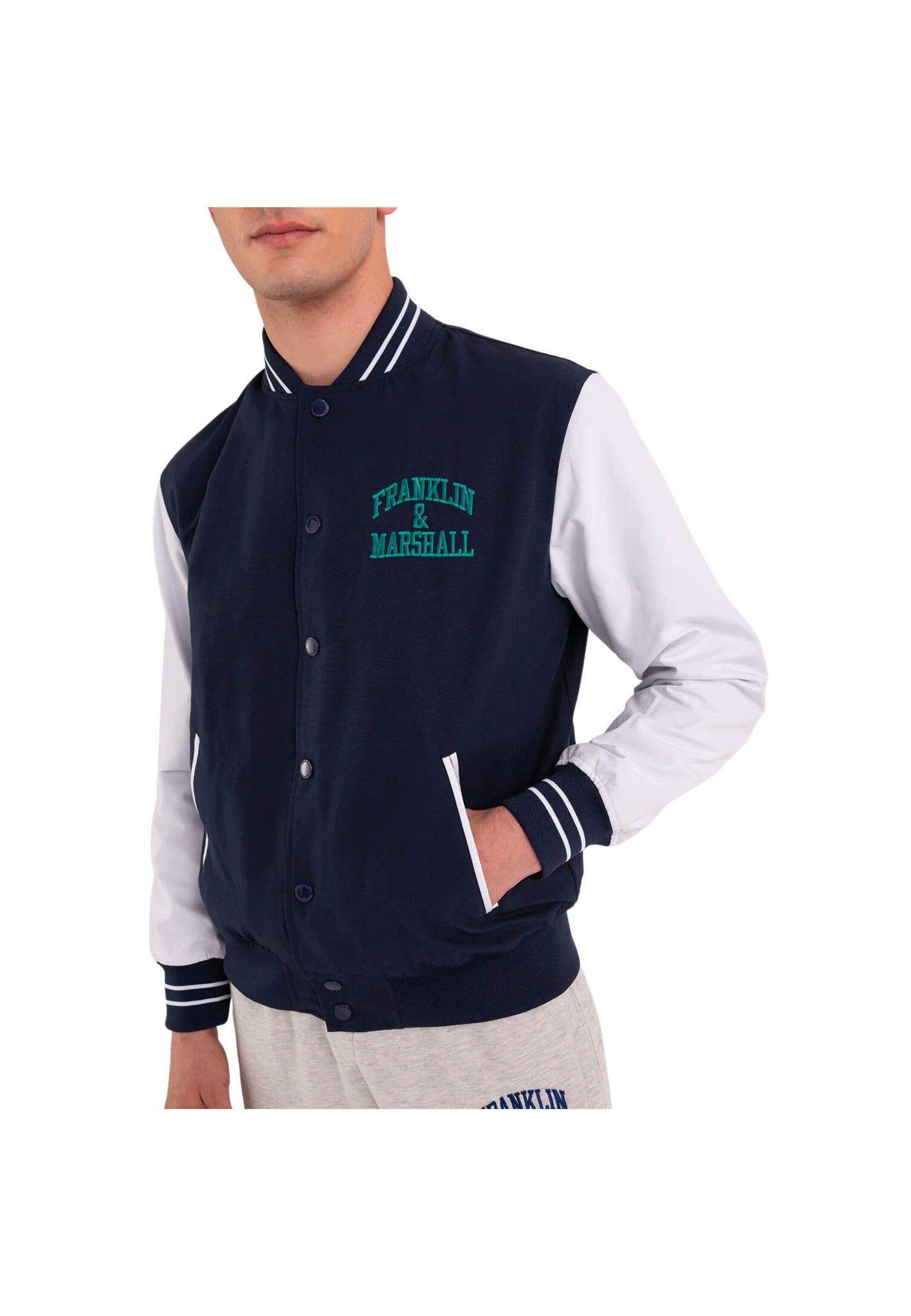Giacca varsity con ricamo logo arch letter