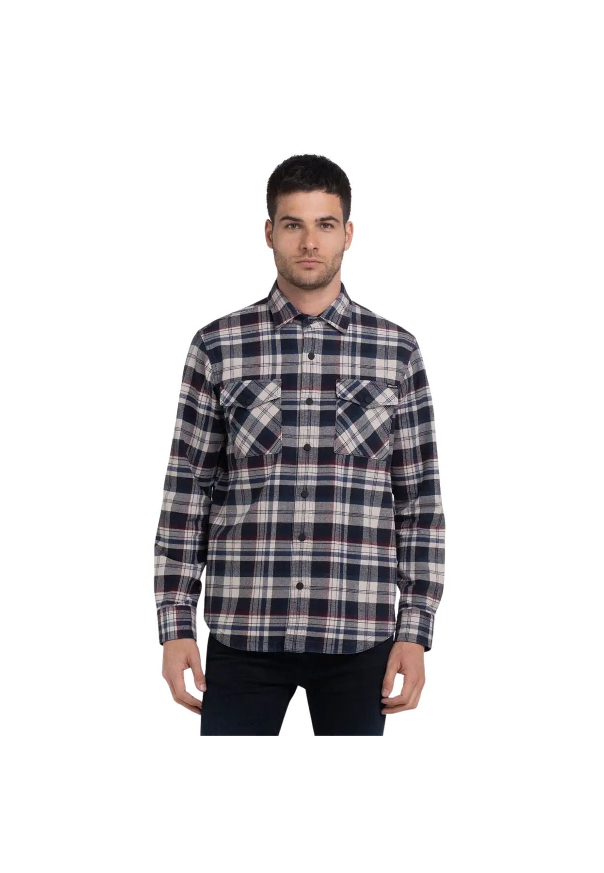 flanella Check con tasche Blu