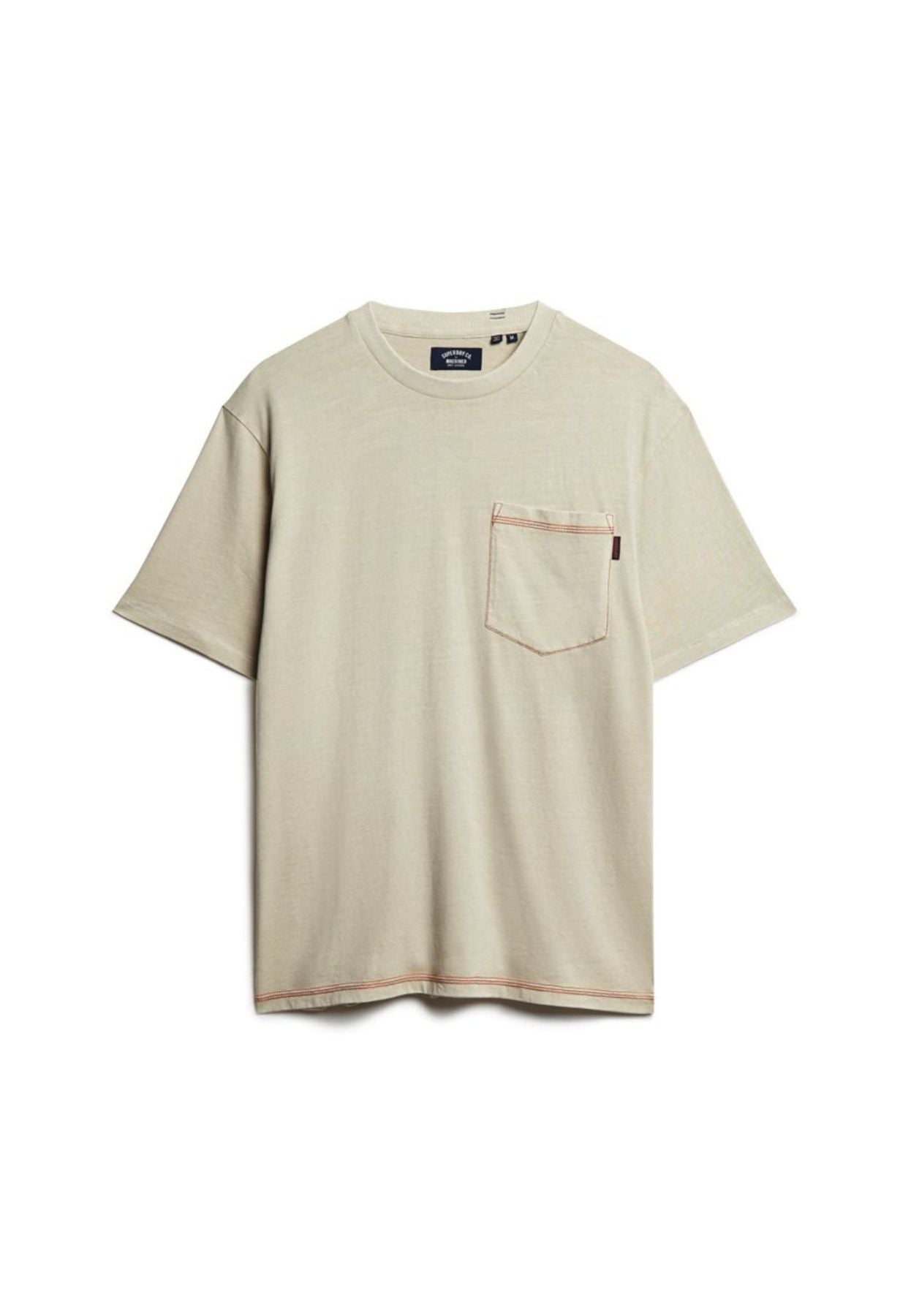 T-shirt con taschino e cuciture a contrasto Beig