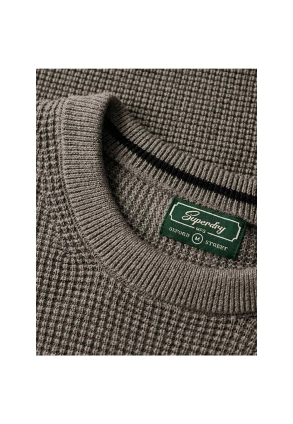 TEXTURED CREW KNIT JUMPER GRAY