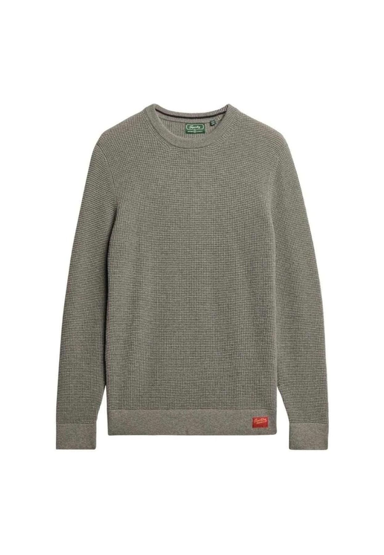 TEXTURED CREW KNIT JUMPER GRAY