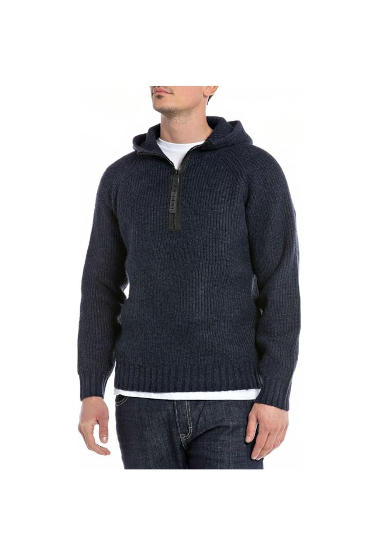 cappuccio e zip Blu