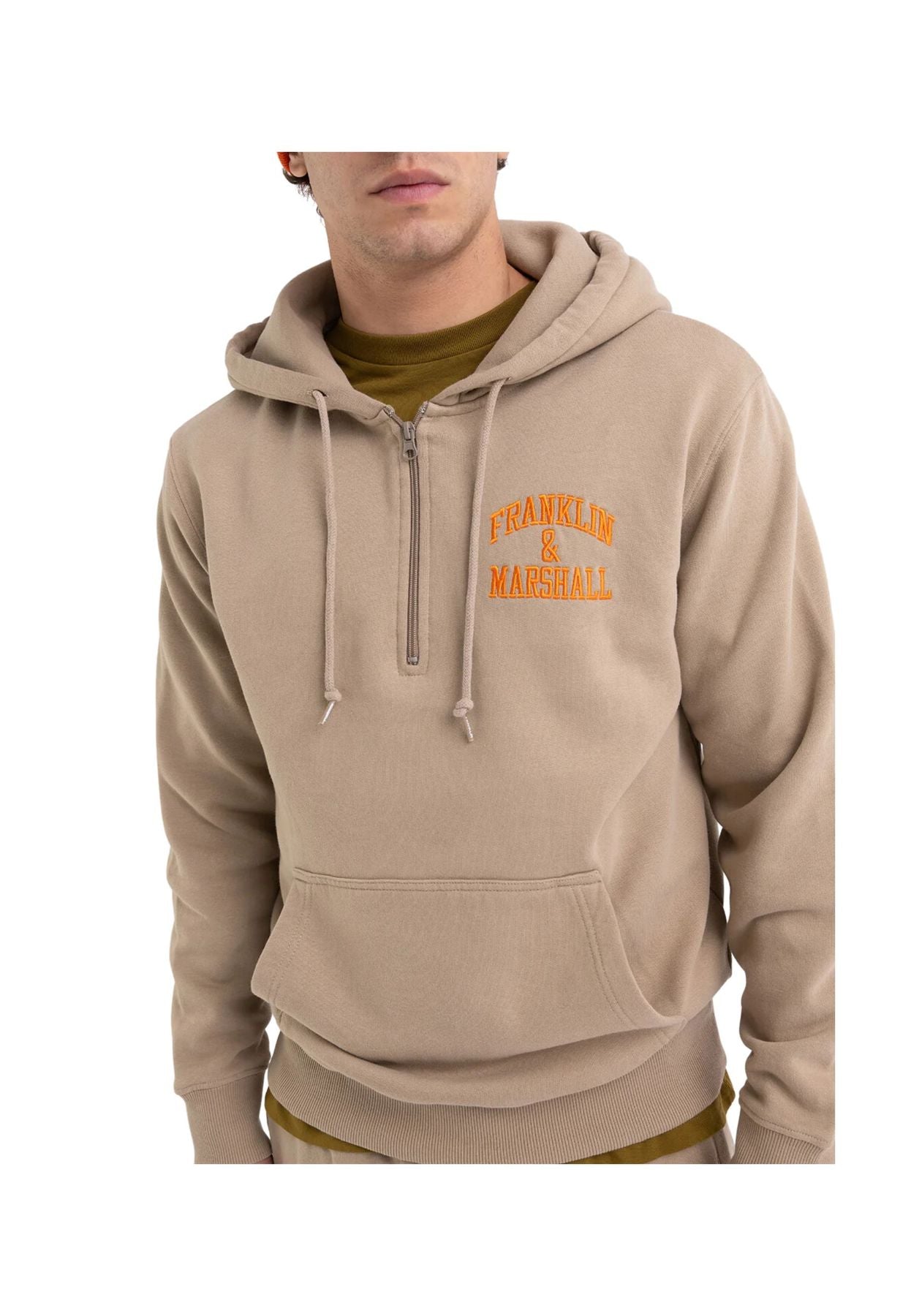 Felpa half-zip con cappuccio stampa logo