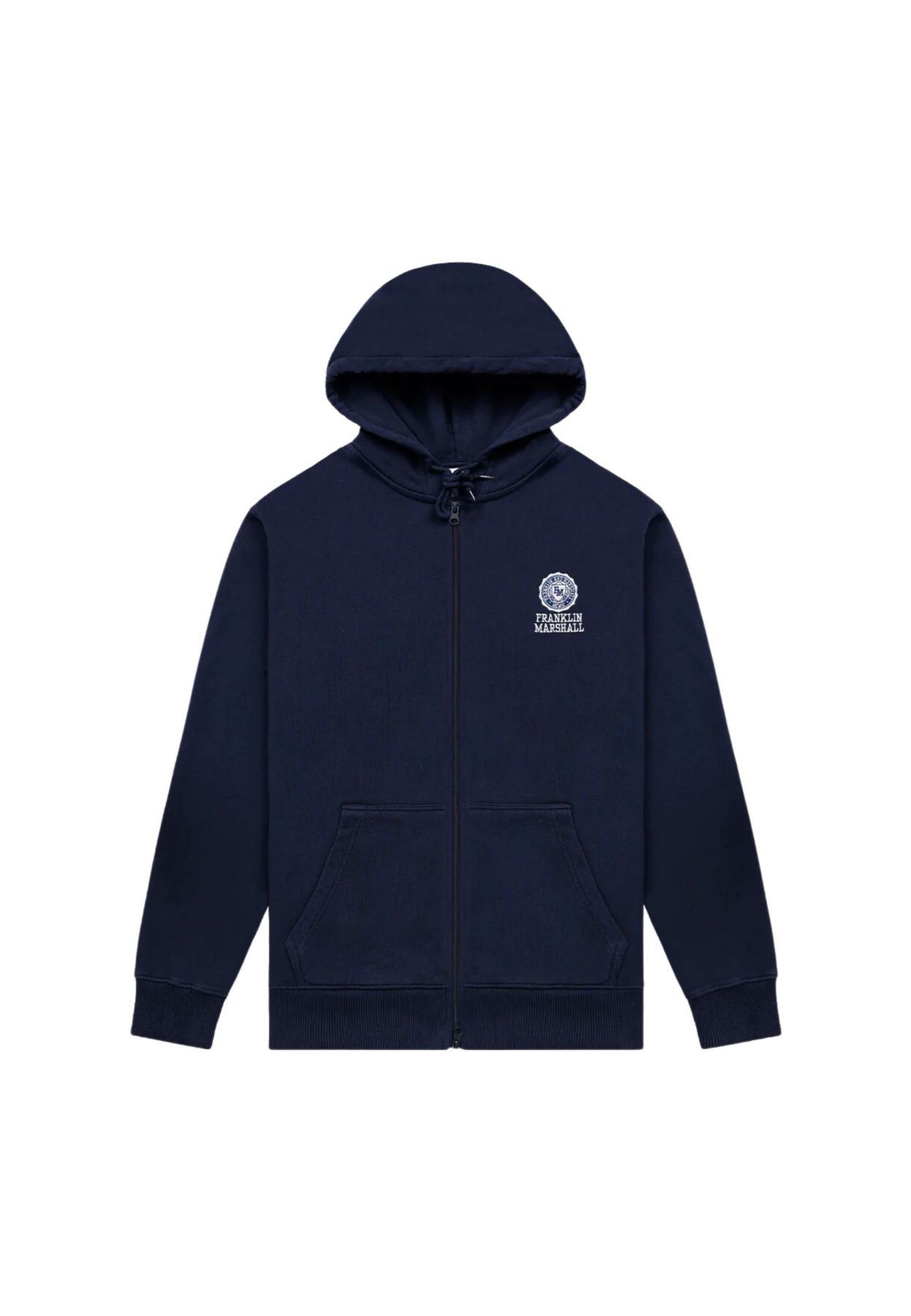 cappuccio e full zip ricamo logo Crest Blu