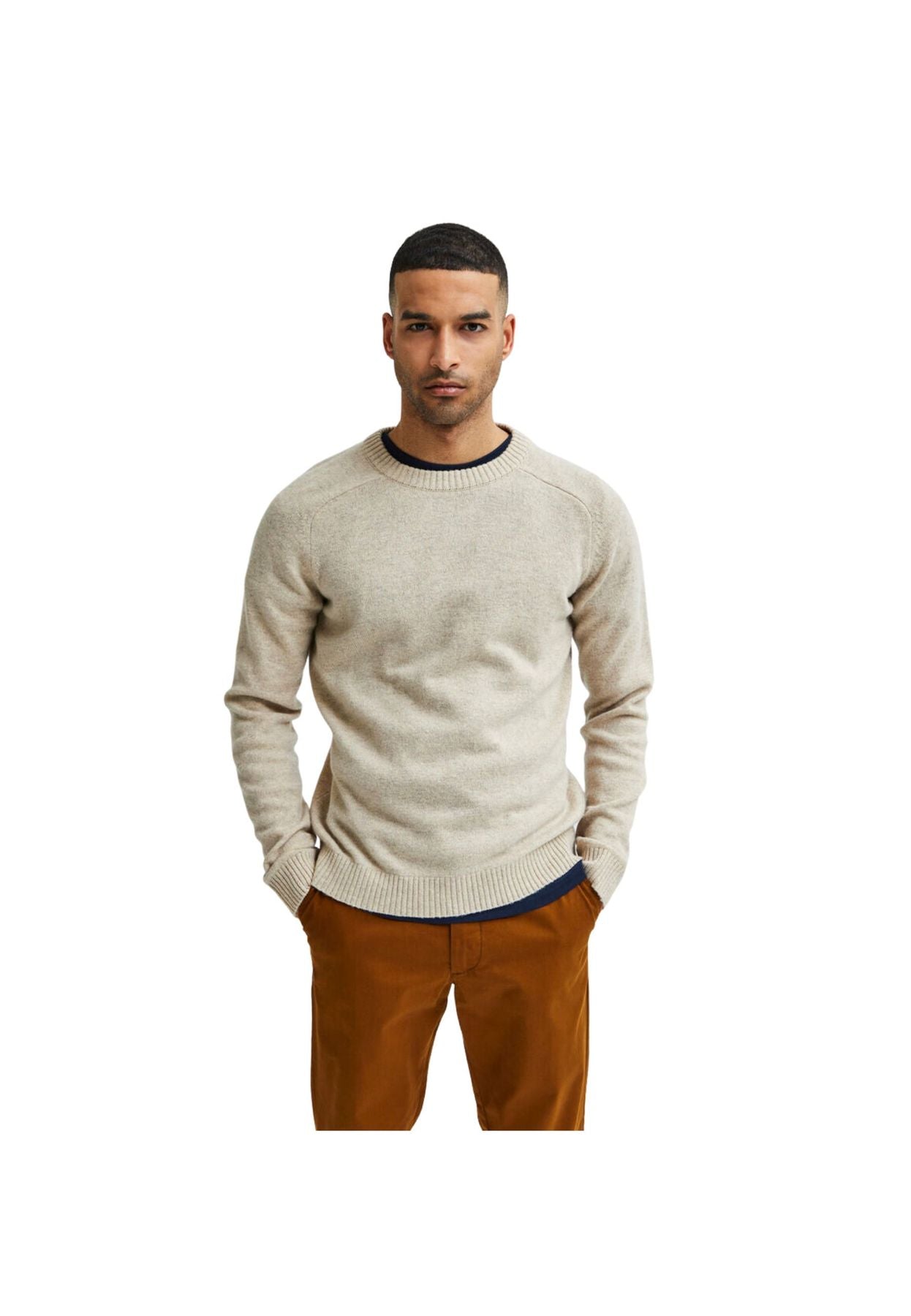 Selected Pullover a Maglia Beig Beige Uomo